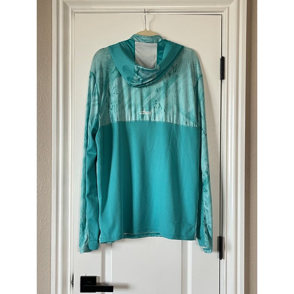 Habit Men’s Hooded Teal Realtree fishing pattern Jacket Medium - Picture 8 of 11